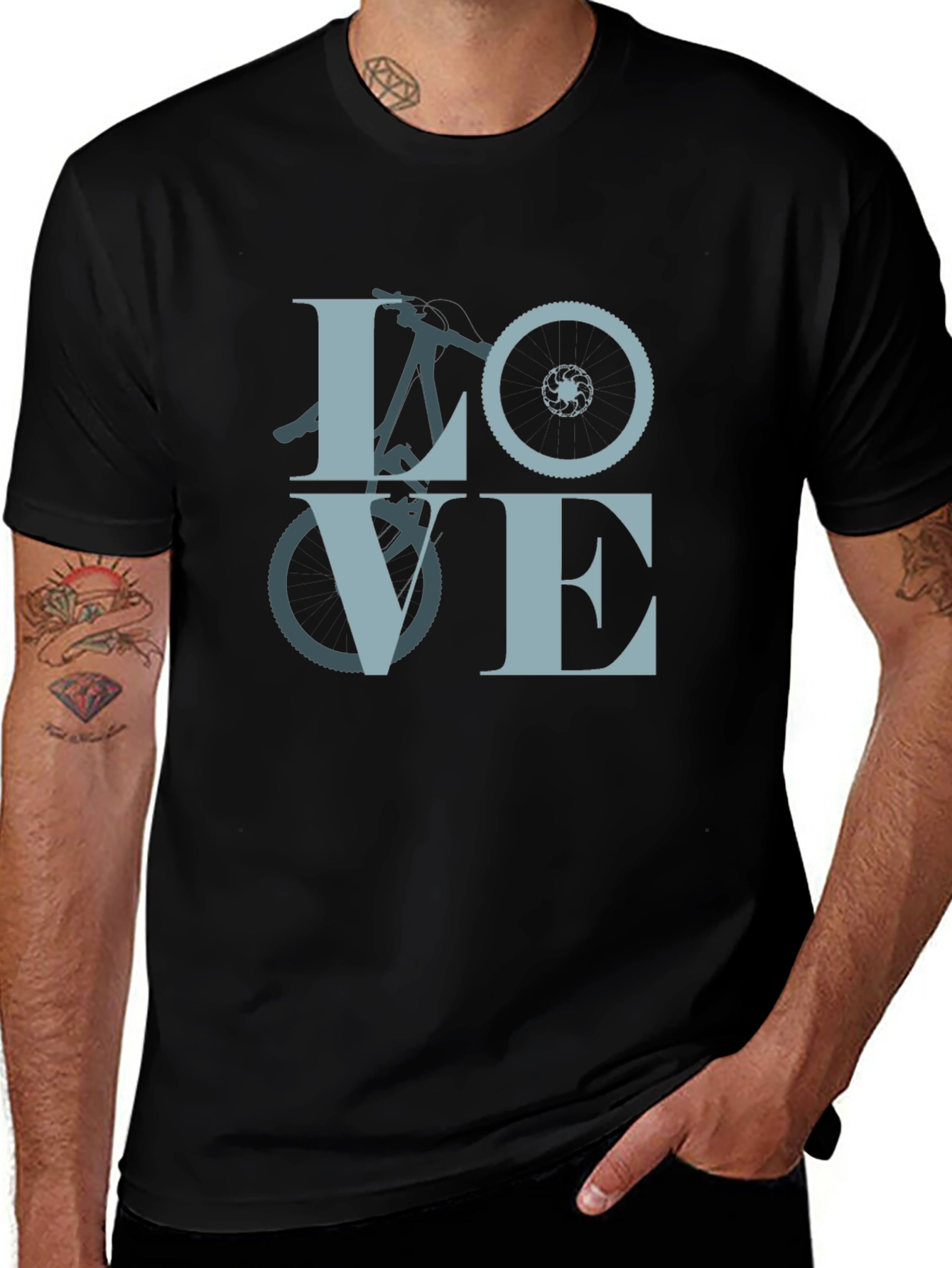 Love Biking Graphic Tee - Black Casual Shirt