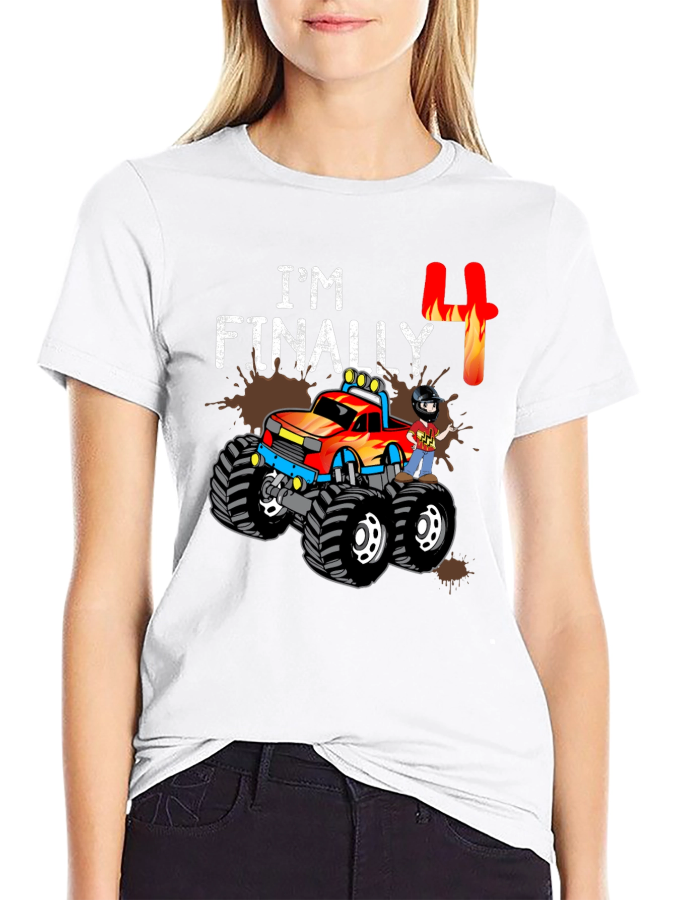 Im Finally Four Monster Truck Birthday T-Shirt