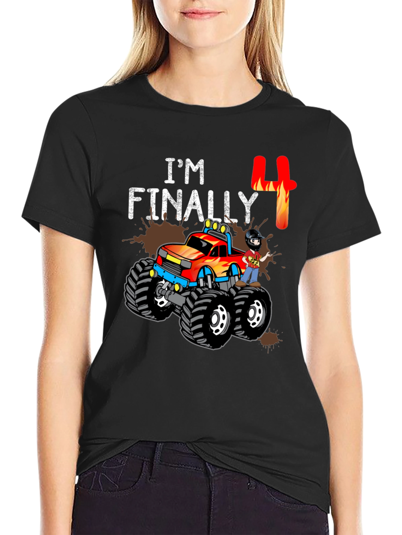 Im Finally Four Monster Truck Birthday T-Shirt