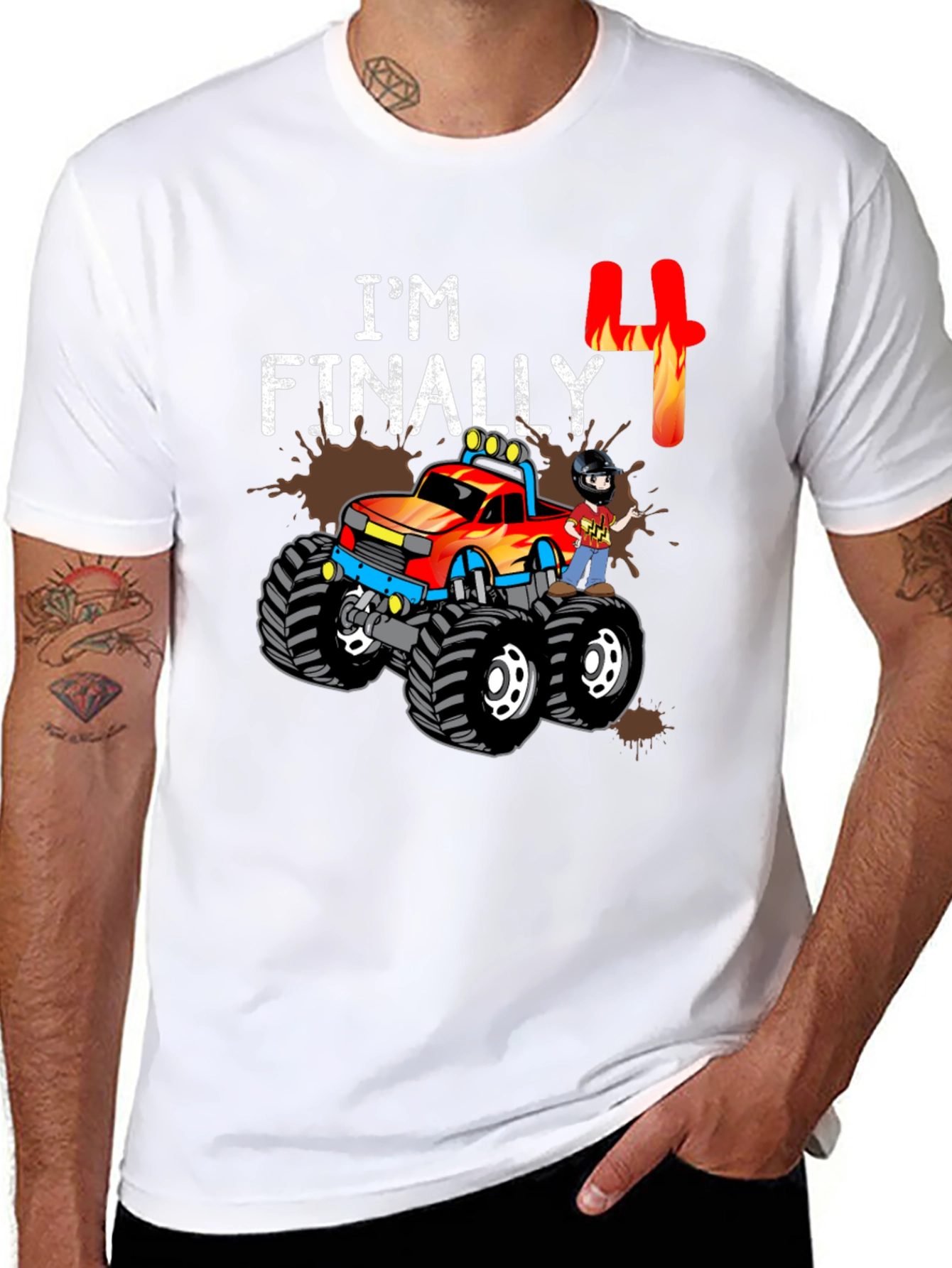 Im Finally Four Monster Truck Birthday T-Shirt