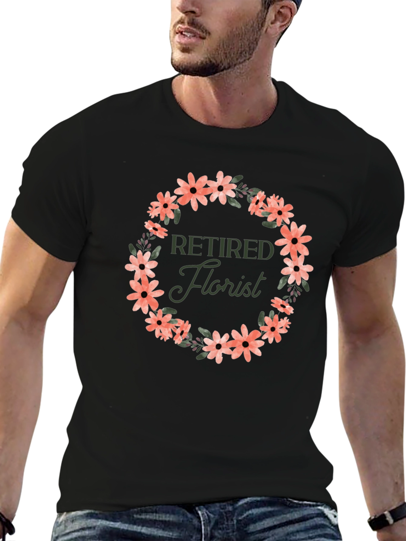 Retired Florist Flower Wreath Graphic T-Shirt