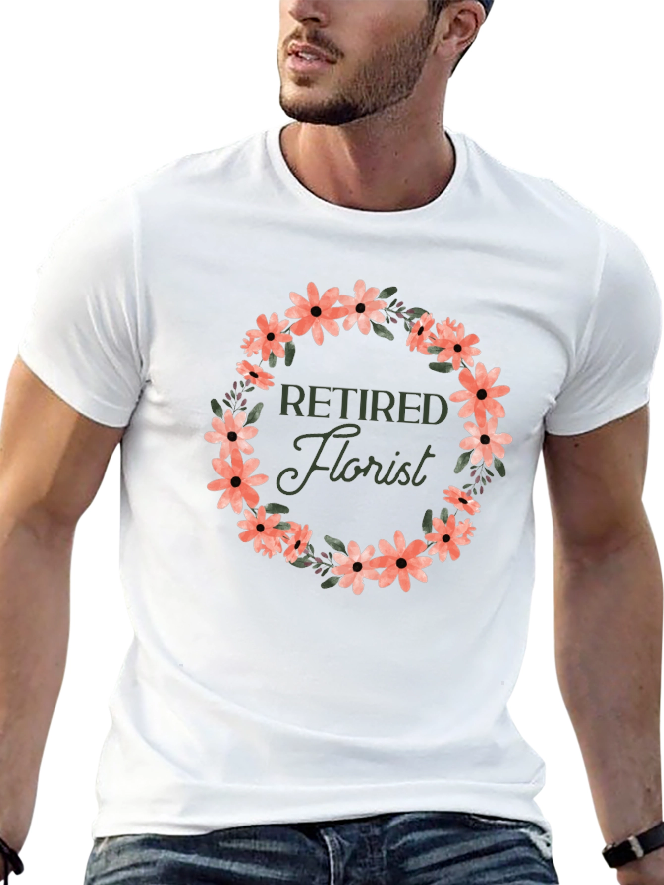 Retired Florist Flower Wreath Graphic T-Shirt