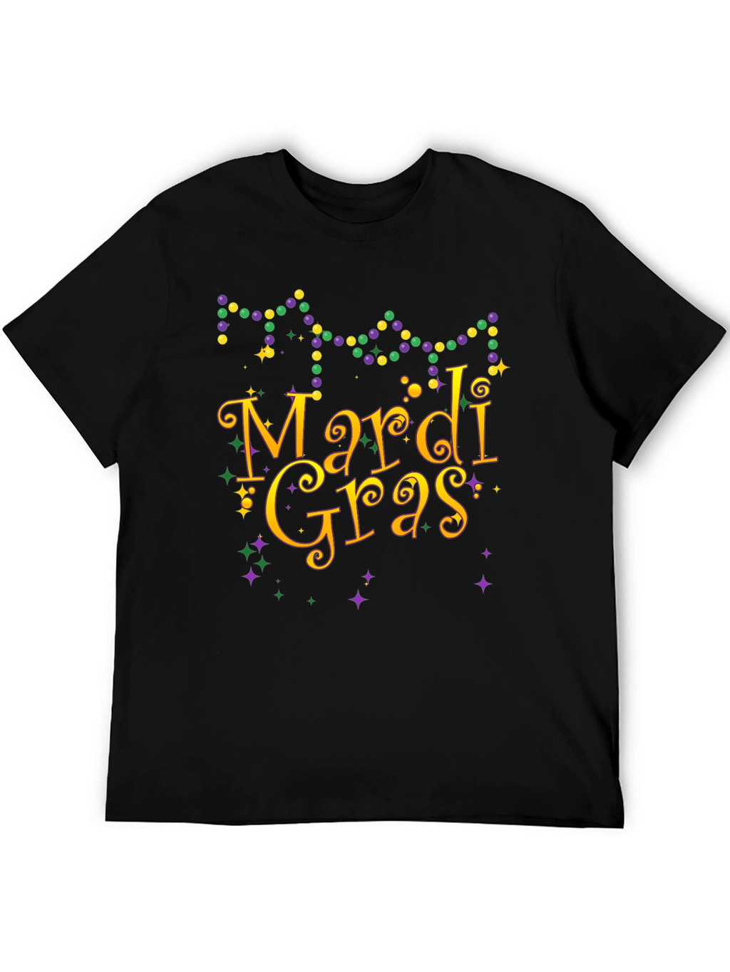 Mardi Gras T-Shirt Beads Gold Purple Green Graphic Tee
