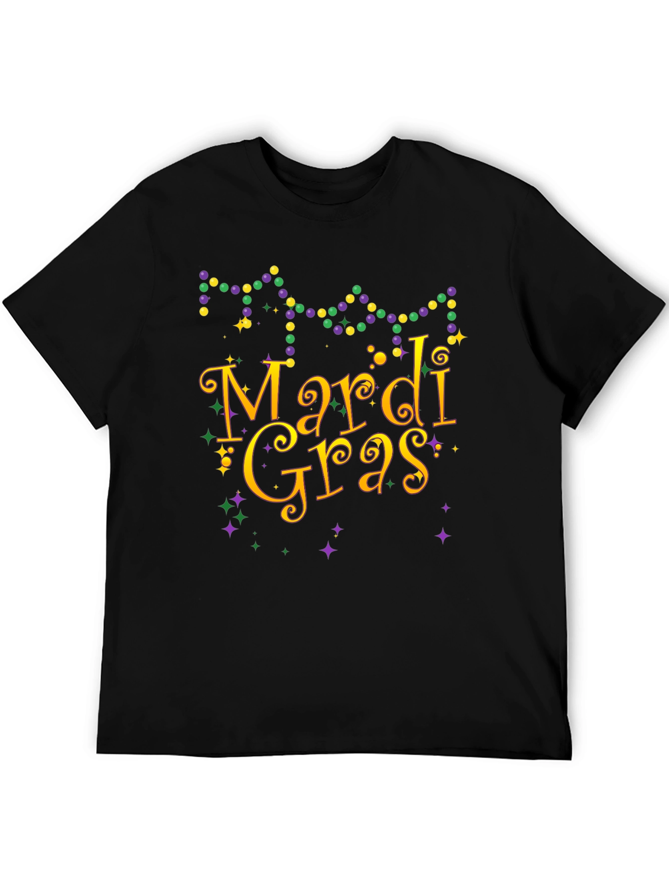 Mardi Gras T-Shirt Beads Gold Purple Green Graphic Tee