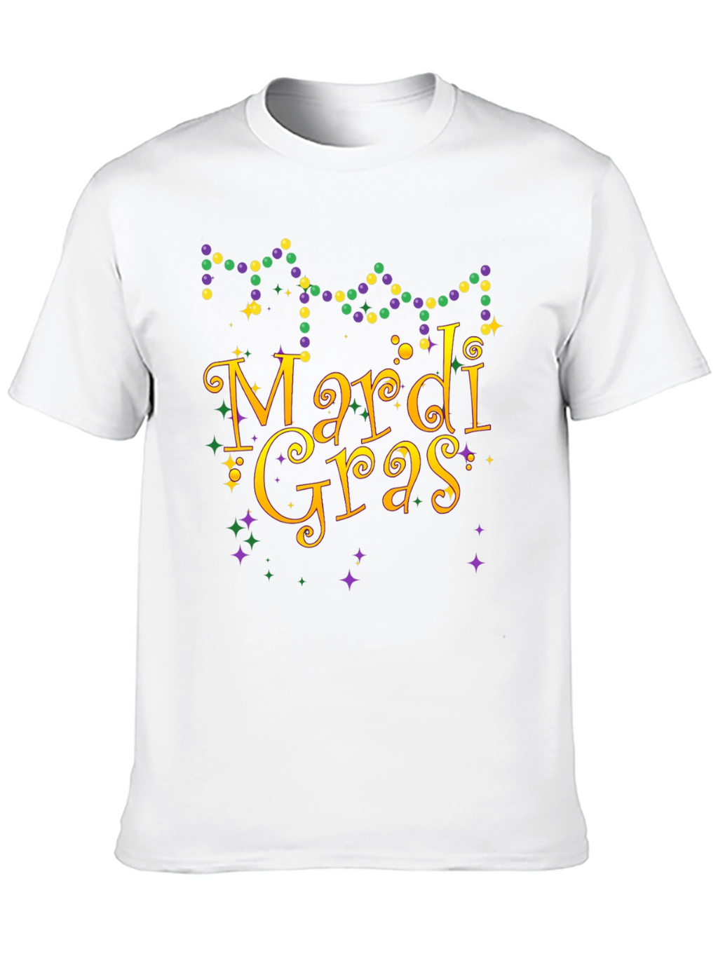 Mardi Gras T-Shirt Beads Gold Purple Green Graphic Tee
