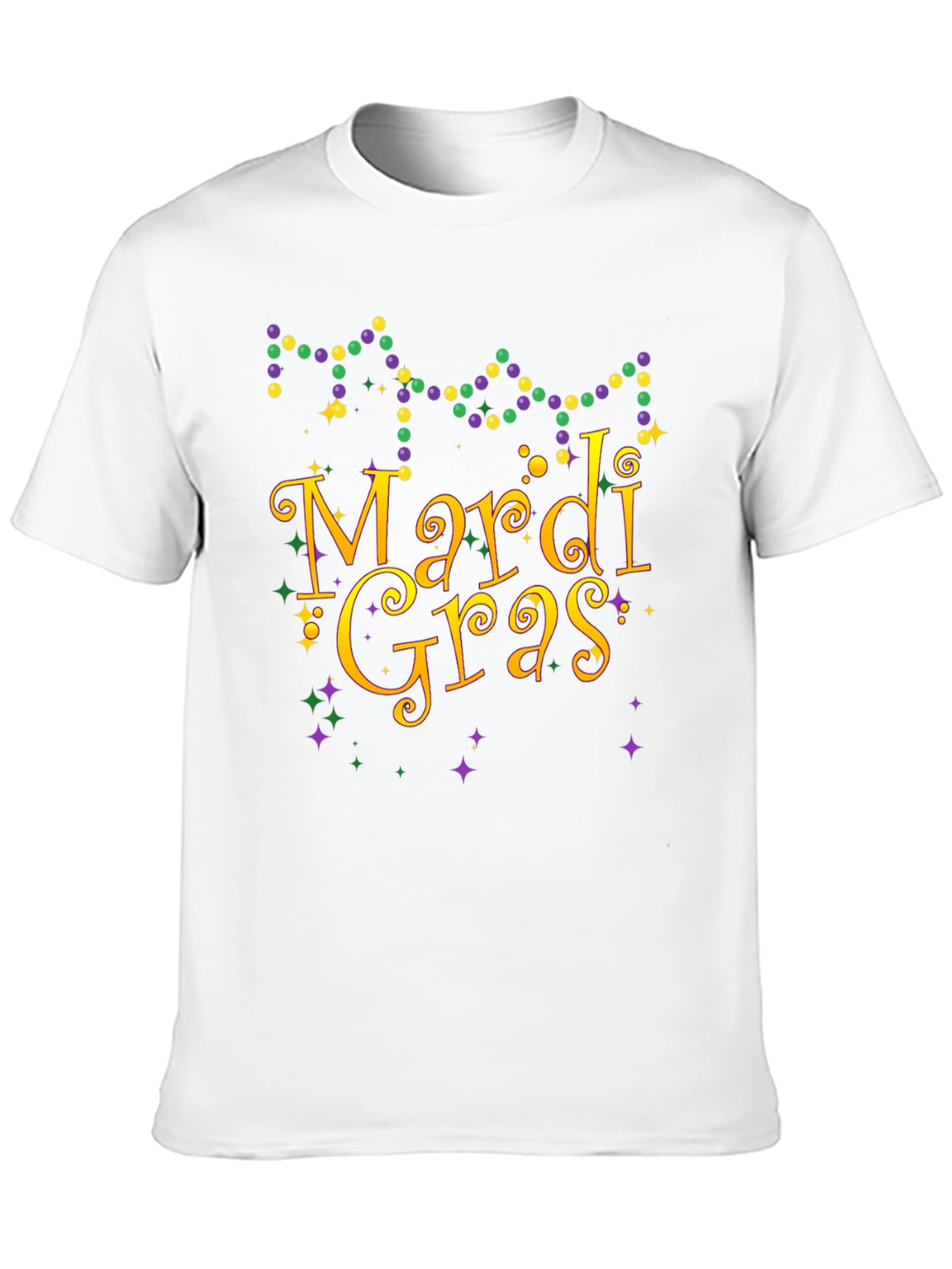 Mardi Gras T-Shirt Beads Gold Purple Green Graphic Tee
