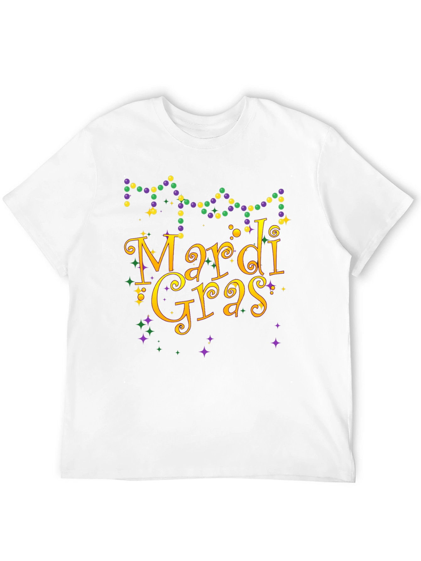 Mardi Gras T-Shirt Beads Gold Purple Green Graphic Tee
