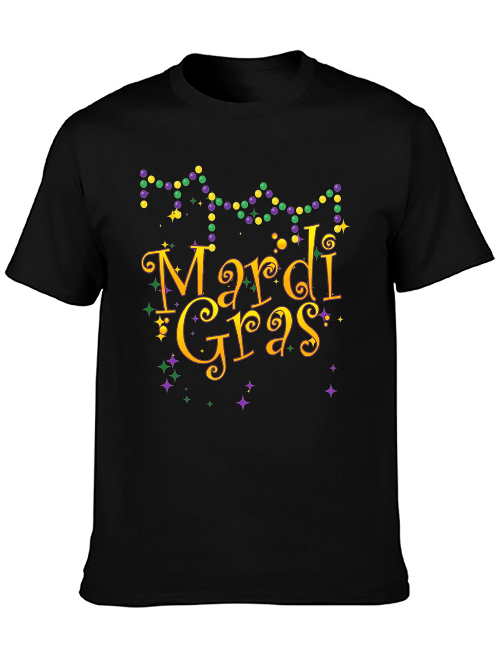 Mardi Gras T-Shirt Beads Gold Purple Green Graphic Tee