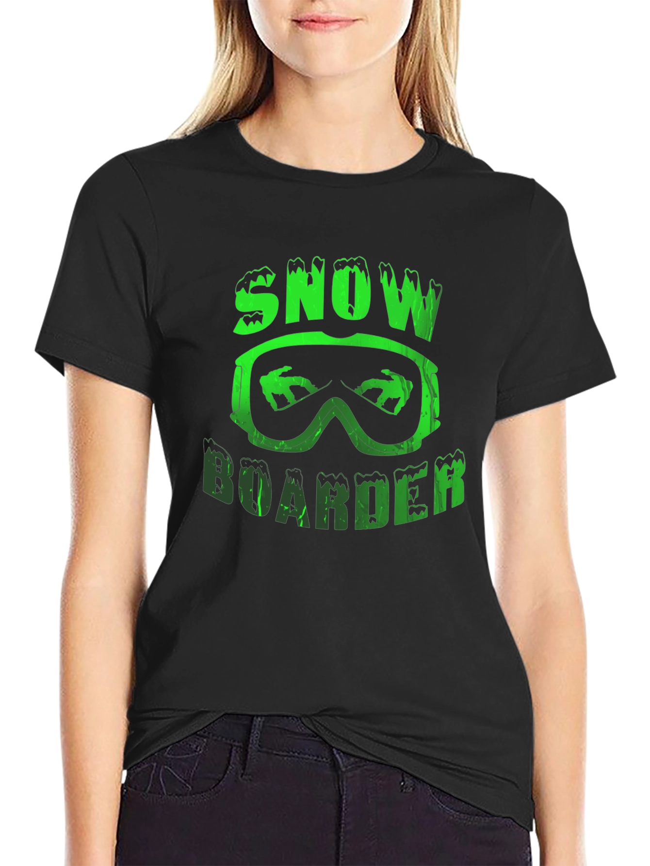 Snowboarder Graphic Tee - Black Cotton