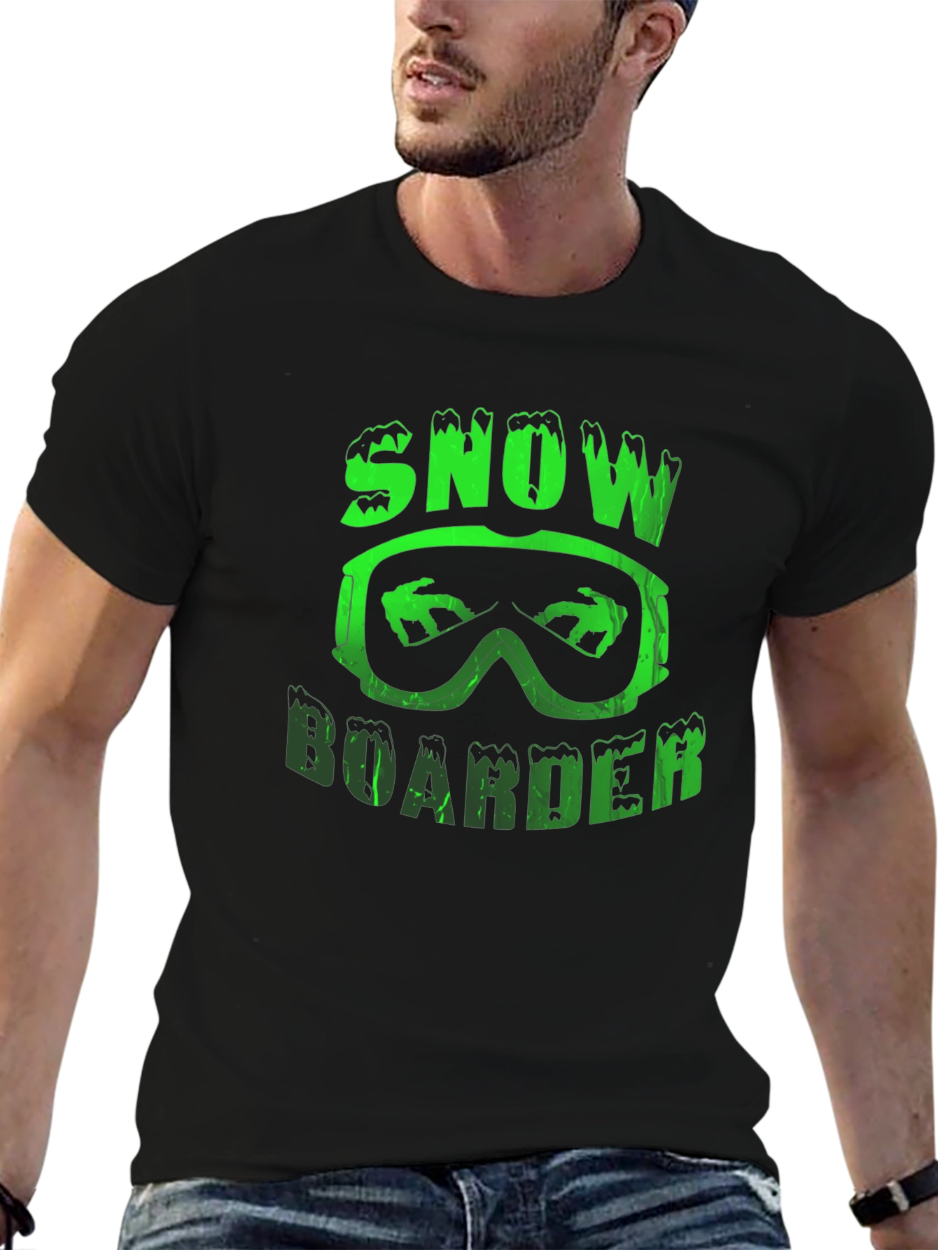 Snowboarder Graphic Tee - Black Cotton