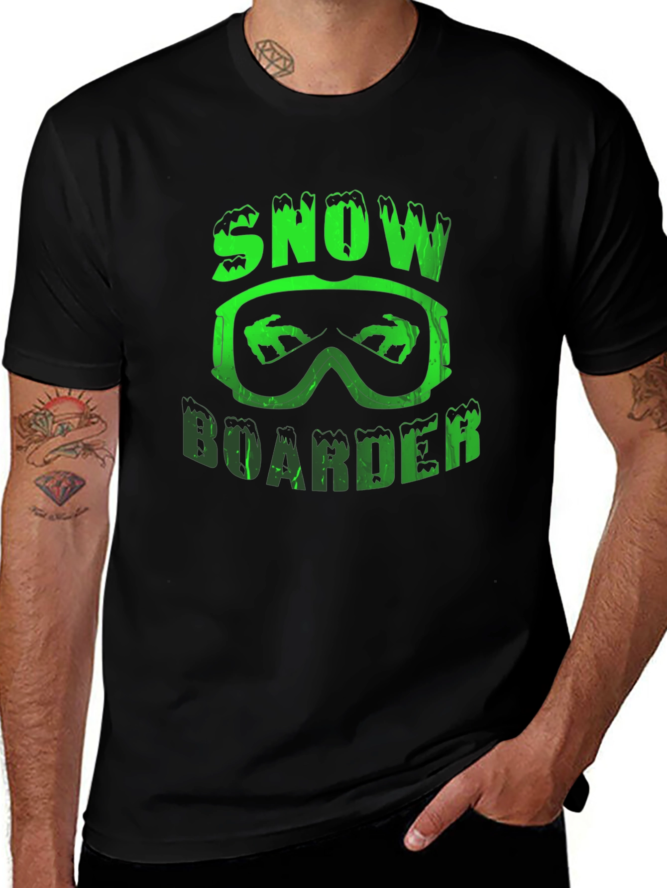 Snowboarder Graphic Tee - Black Cotton