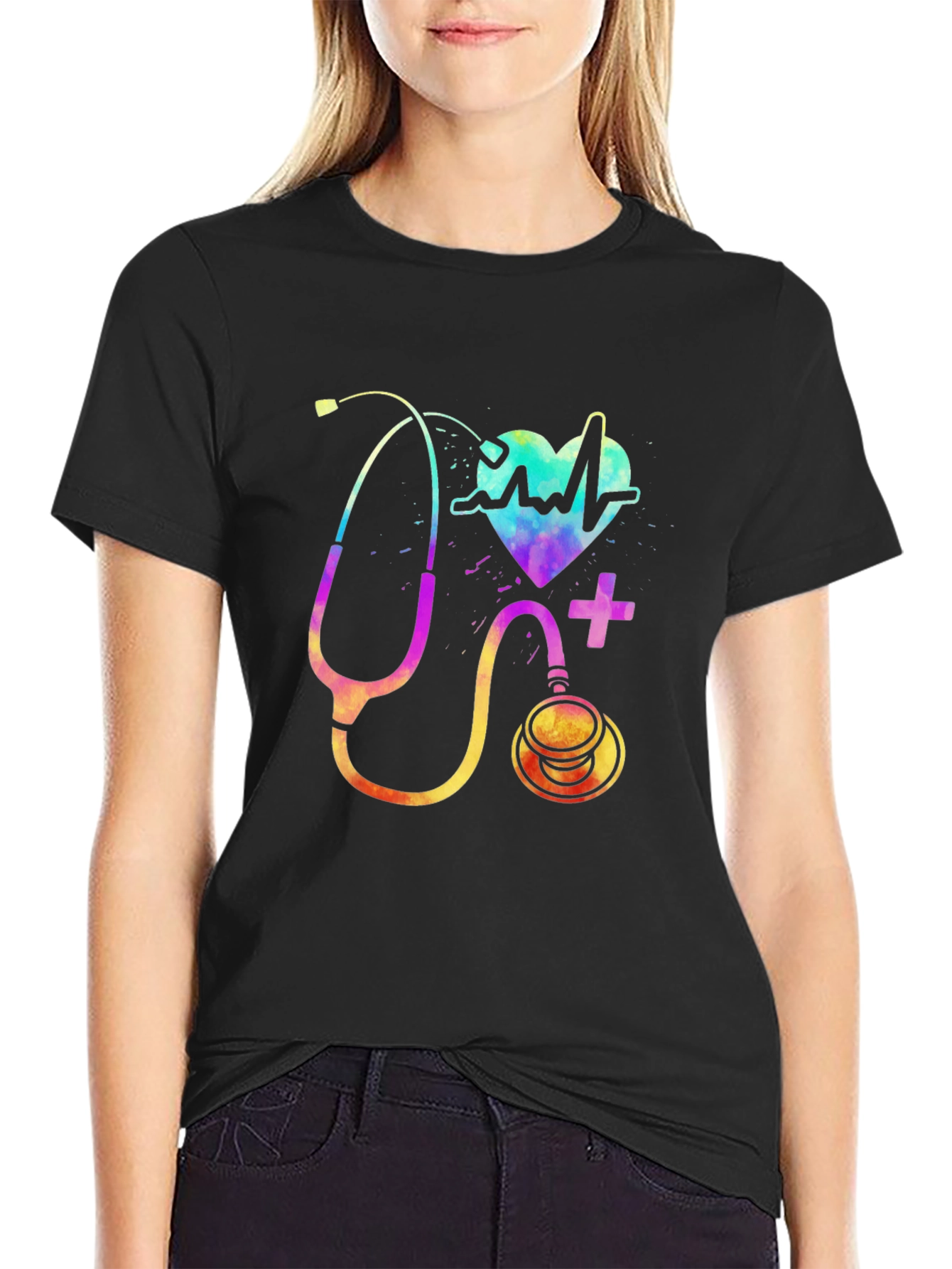 Colorful Stethoscope Graphic T-Shirt - Medical Design