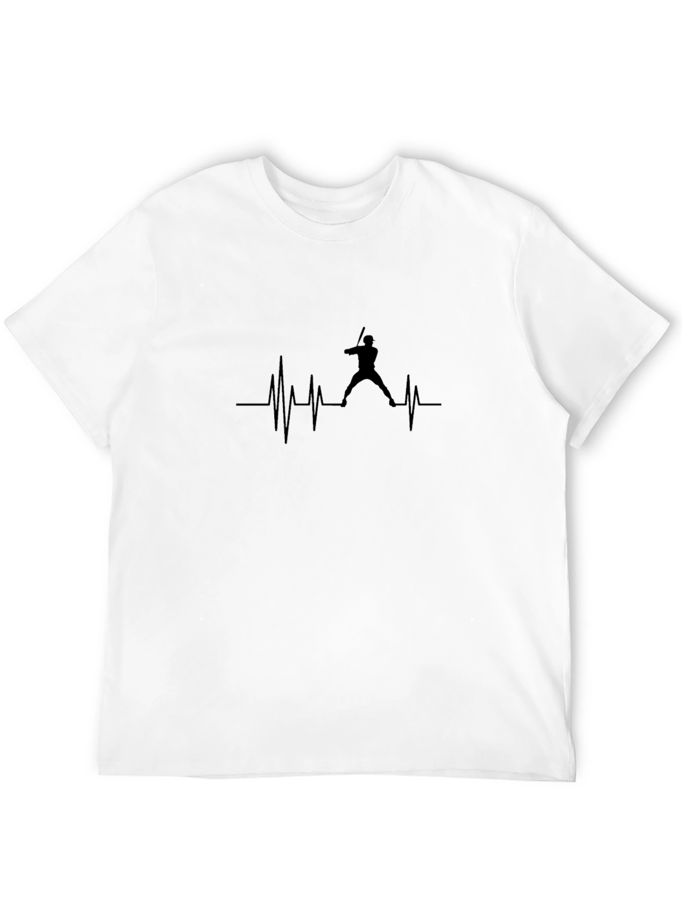 Baseball Heartbeat T-Shirt - Black