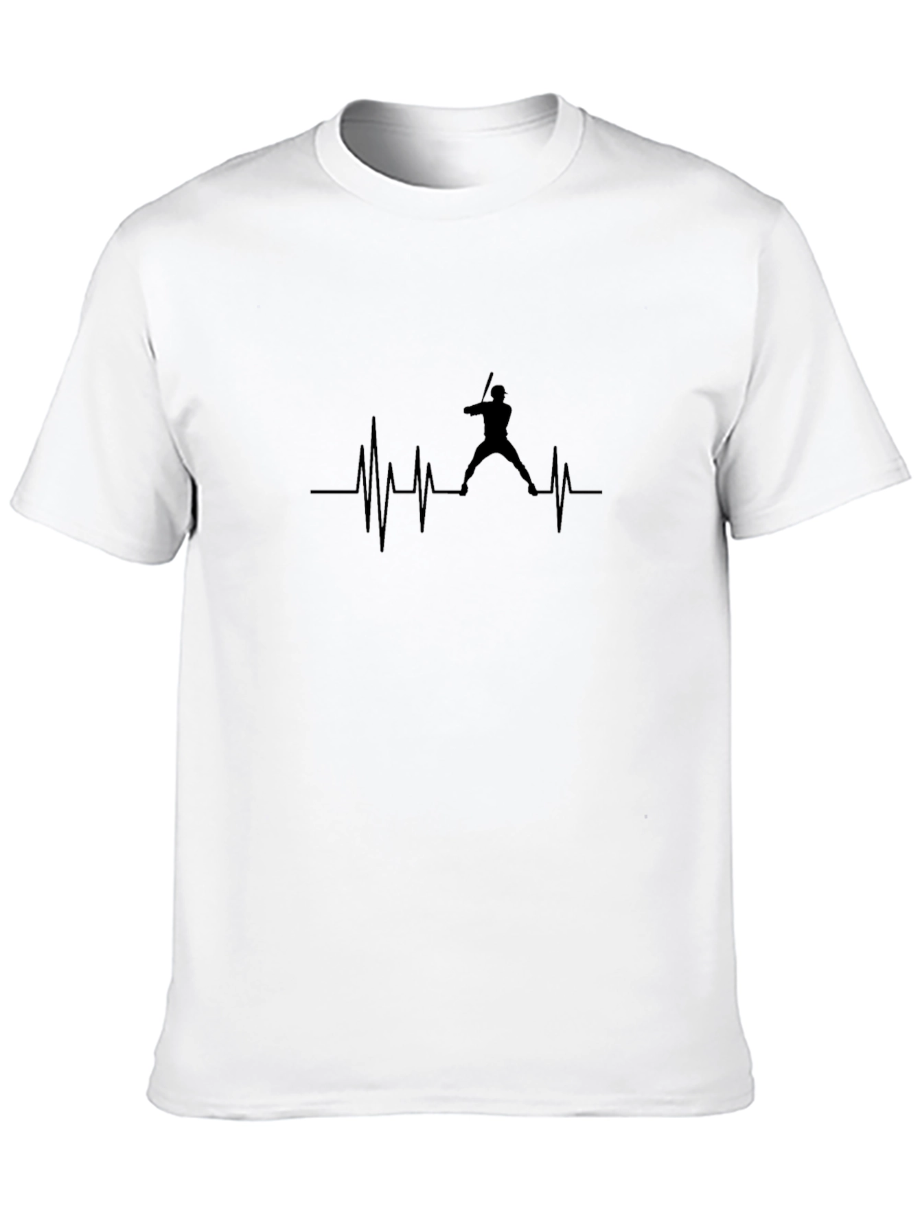 Baseball Heartbeat T-Shirt - Black