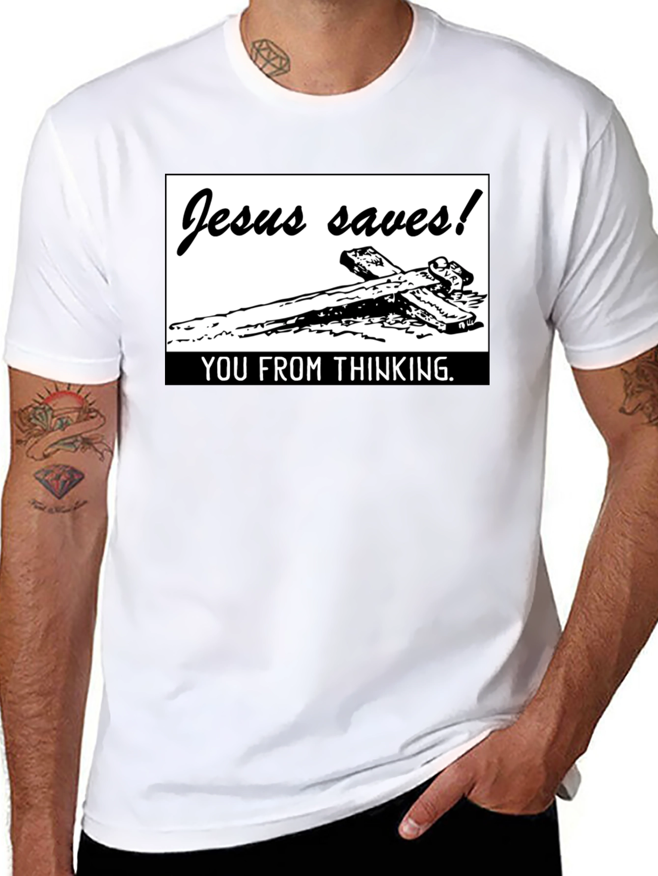 Jesus Saves! Graphic T-Shirt - Black