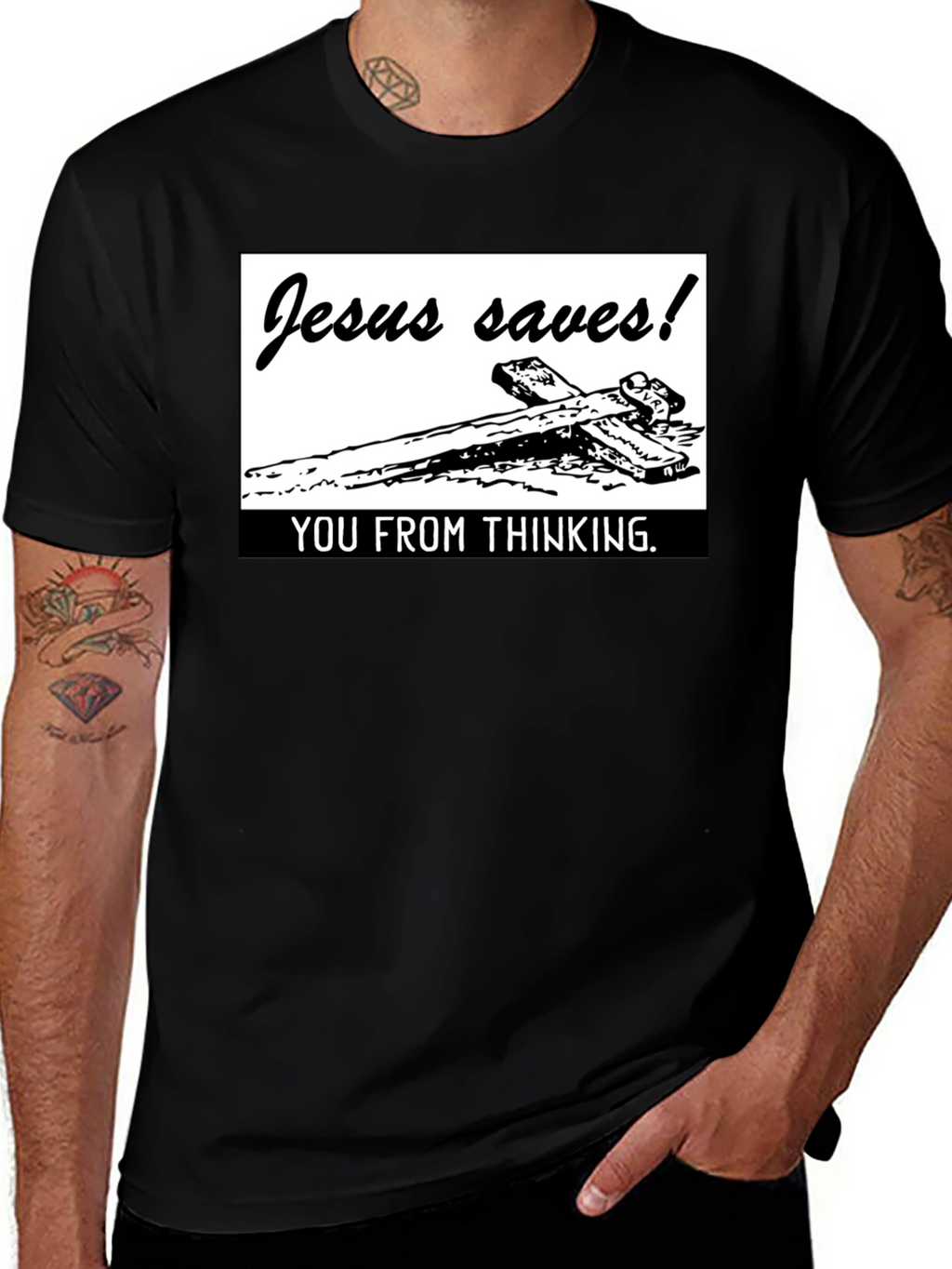 Jesus Saves! Graphic T-Shirt - Black