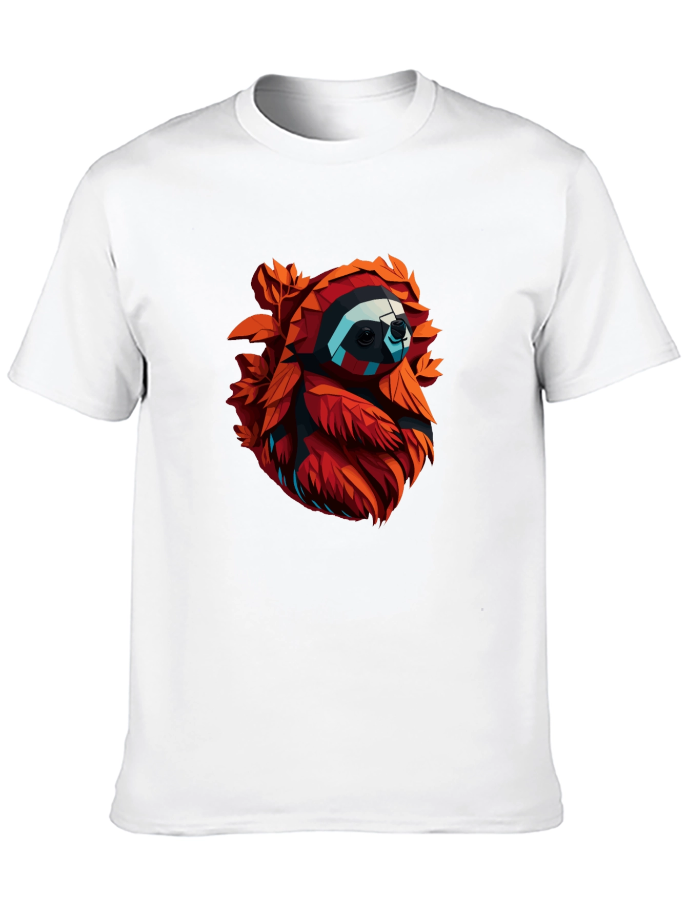Geometric Sloth Graphic Tee - Cool Mens Black T-Shirt