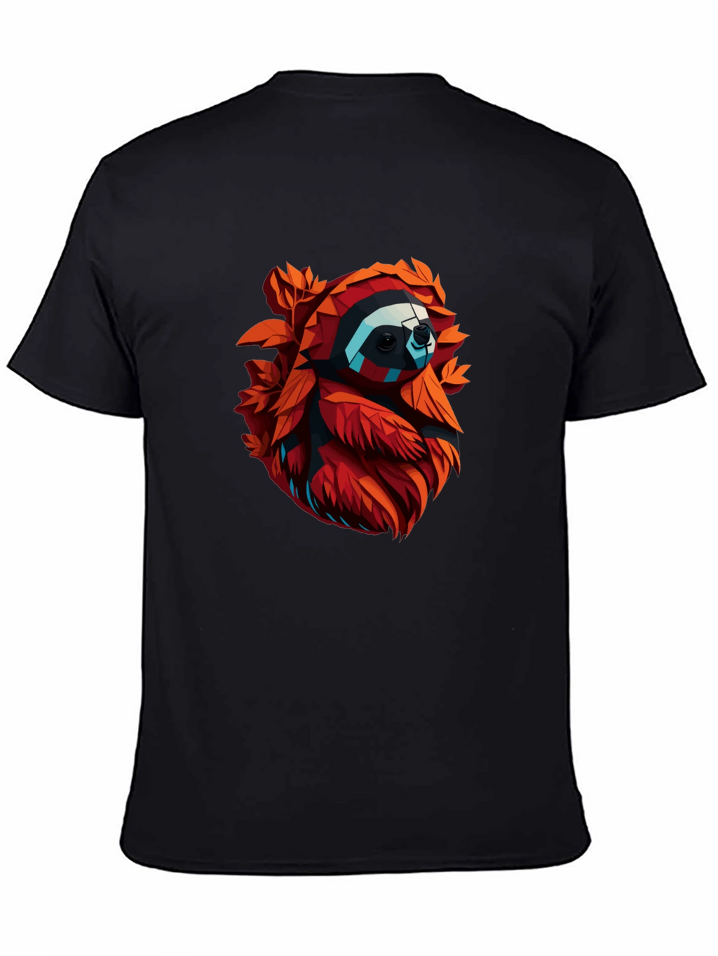 Geometric Sloth Graphic Tee - Cool Mens Black T-Shirt