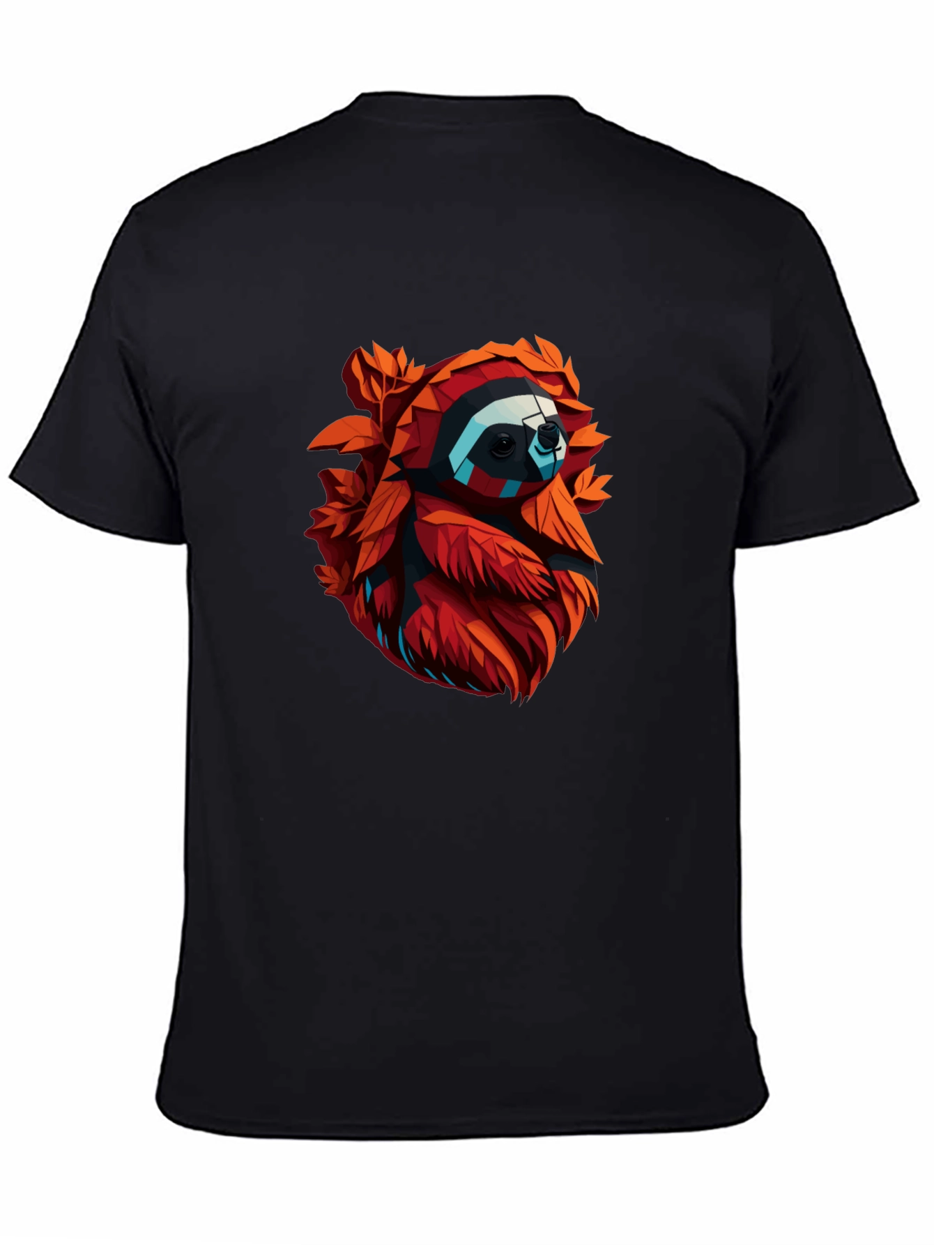 Geometric Sloth Graphic Tee - Cool Mens Black T-Shirt