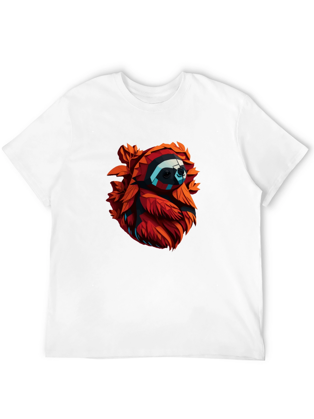 Geometric Sloth Graphic Tee - Cool Mens Black T-Shirt