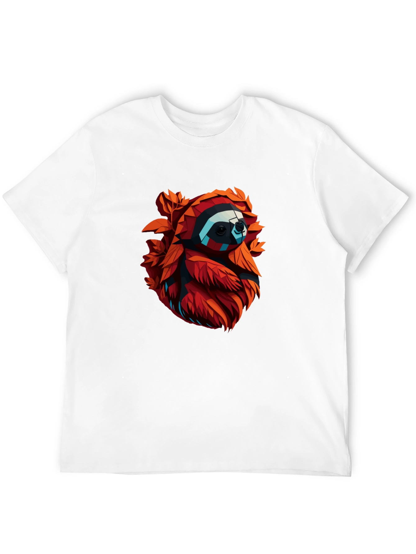 Geometric Sloth Graphic Tee - Cool Mens Black T-Shirt