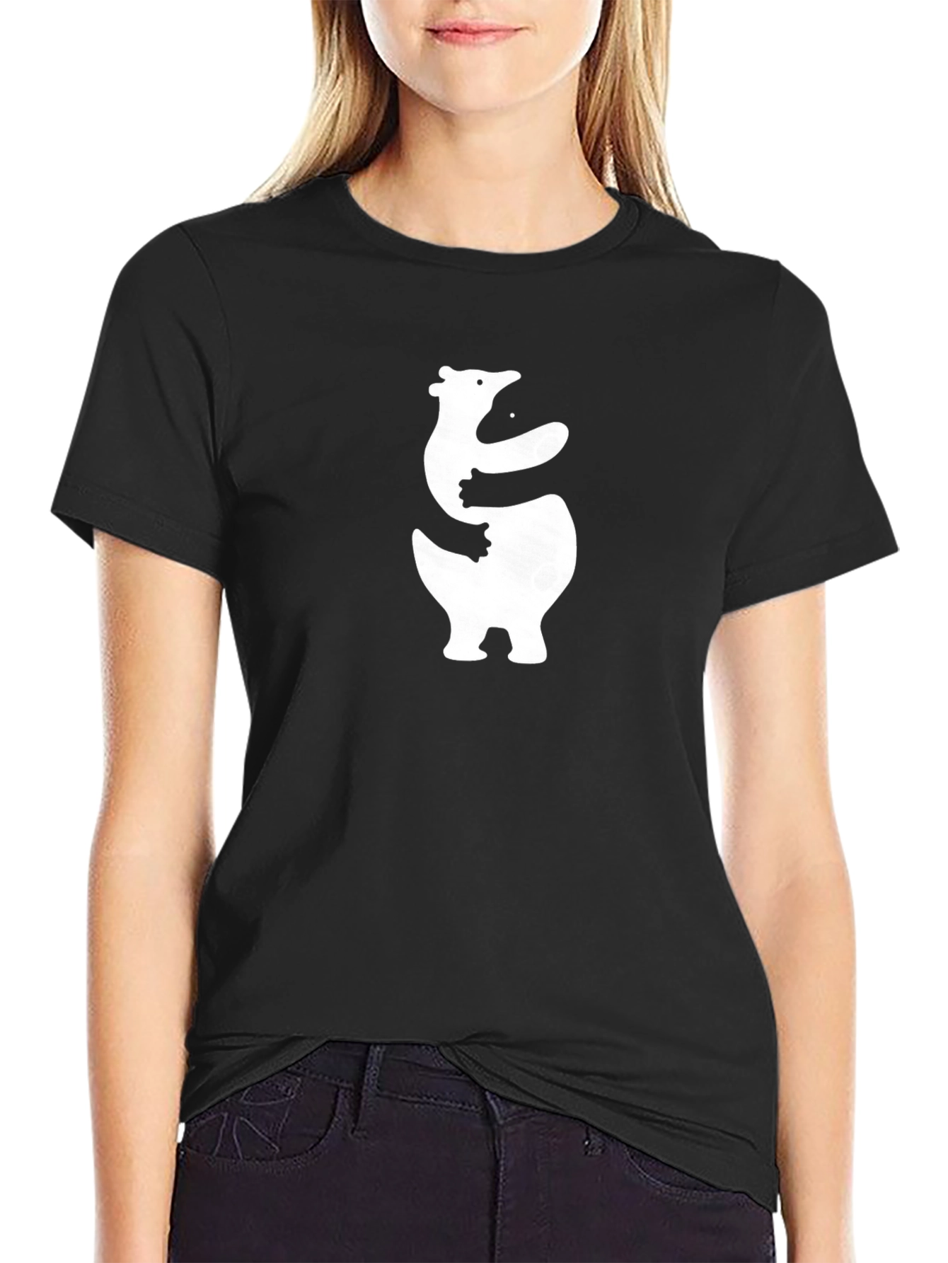 Yin Yang Bear Hug Black T-Shirt