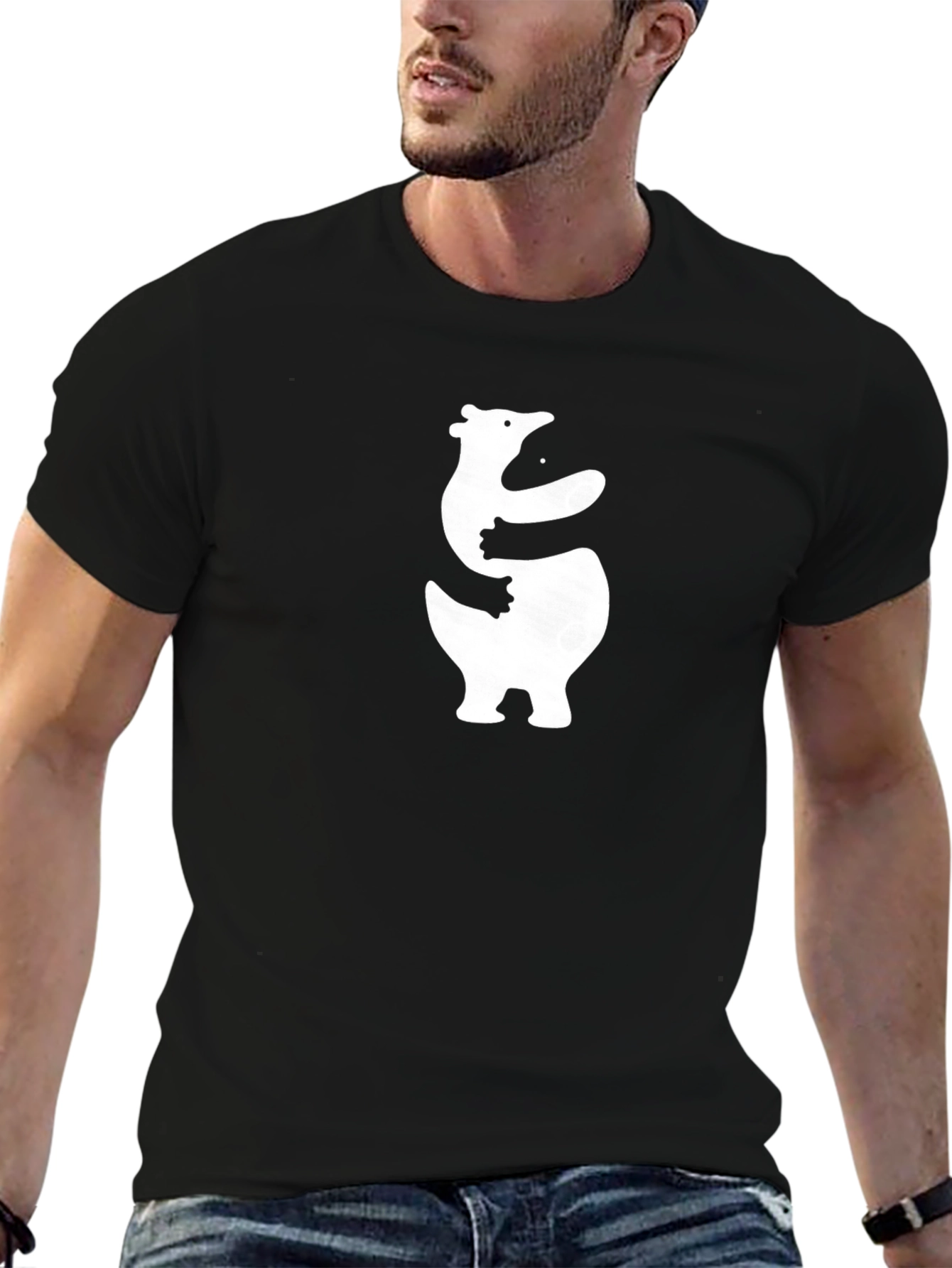 Yin Yang Bear Hug Black T-Shirt
