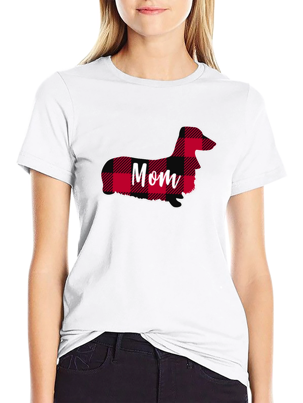 Dachshund Mom Plaid T-Shirt - Cute Dog Lover Tee