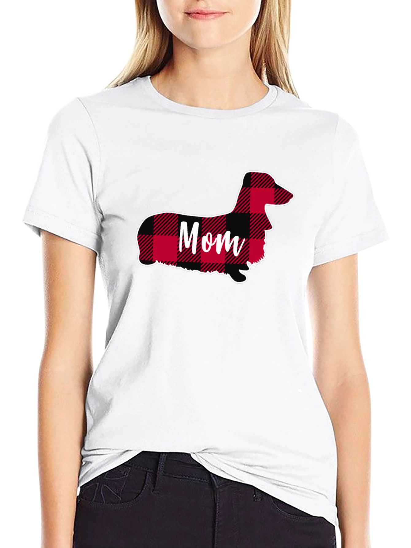 Dachshund Mom Plaid T-Shirt - Cute Dog Lover Tee