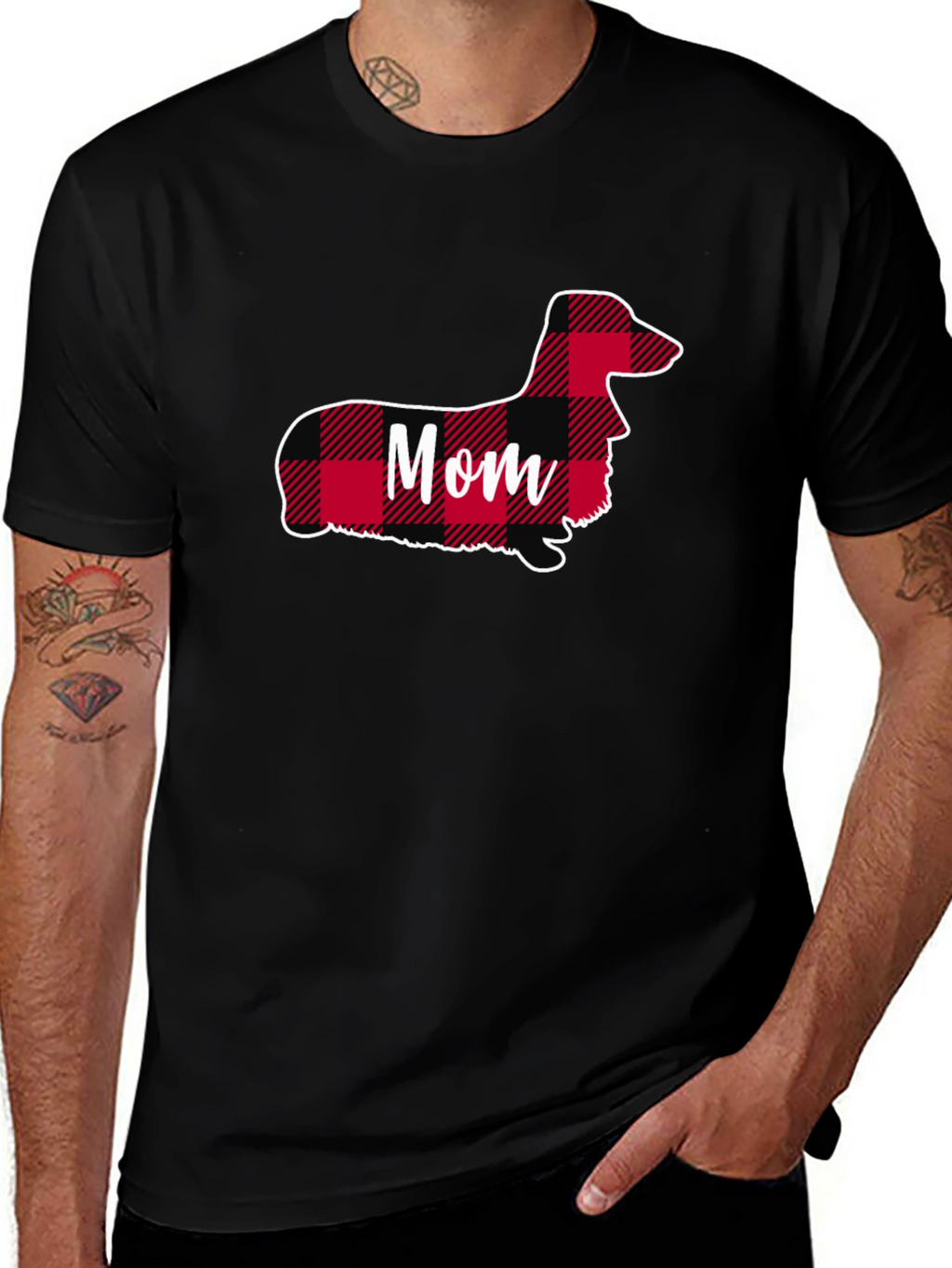 Dachshund Mom Plaid T-Shirt - Cute Dog Lover Tee