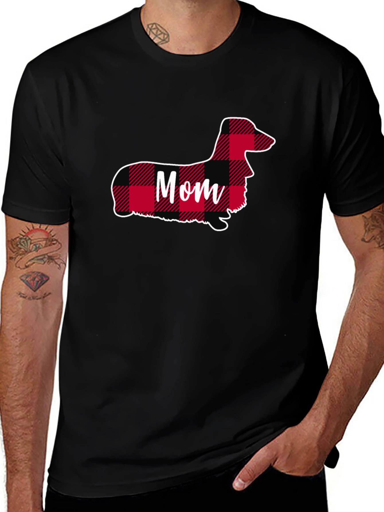 Dachshund Mom Plaid T-Shirt - Cute Dog Lover Tee