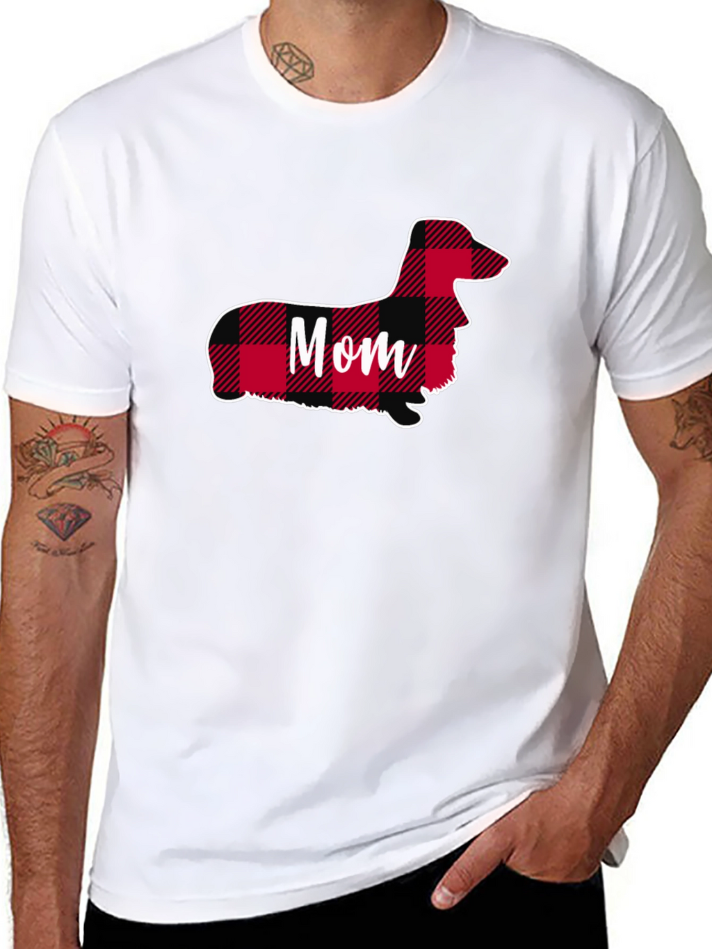 Dachshund Mom Plaid T-Shirt - Cute Dog Lover Tee