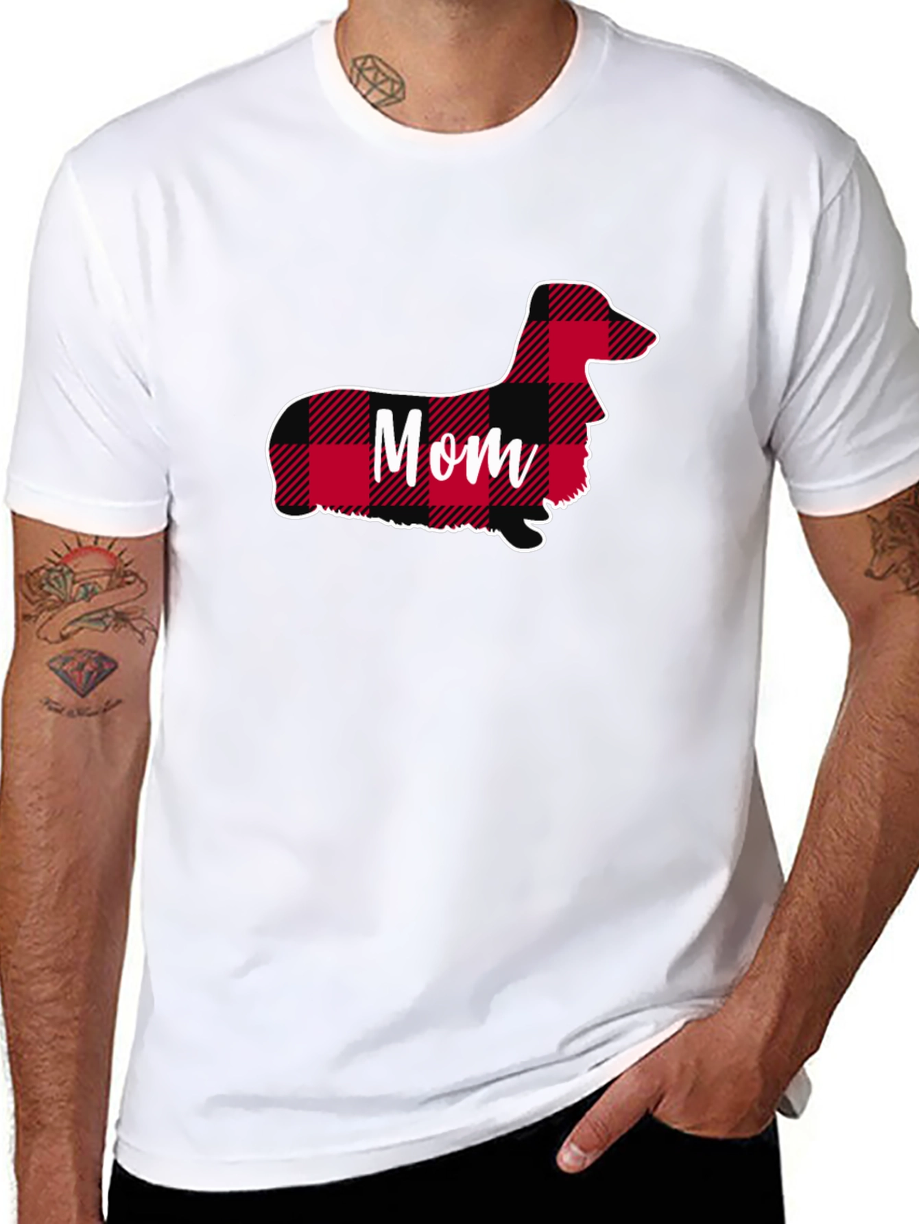 Dachshund Mom Plaid T-Shirt - Cute Dog Lover Tee