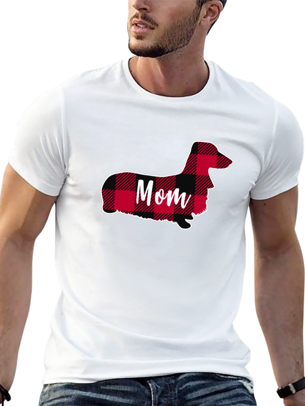 Dachshund Mom Plaid T-Shirt - Cute Dog Lover Tee