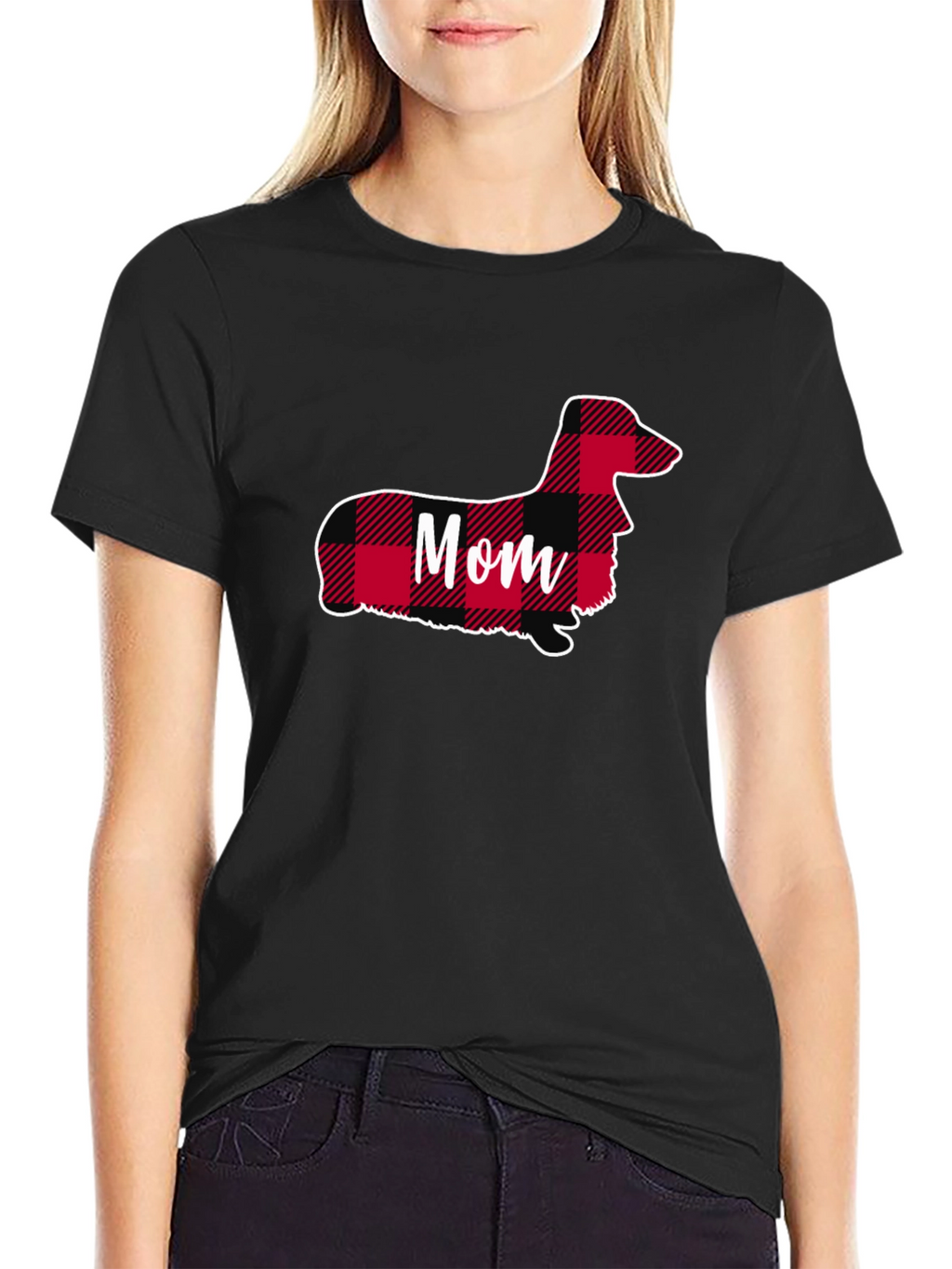 Dachshund Mom Plaid T-Shirt - Cute Dog Lover Tee