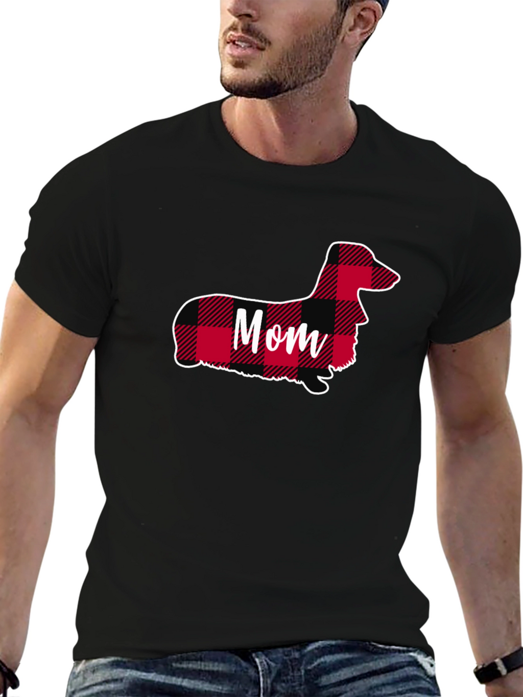 Dachshund Mom Plaid T-Shirt - Cute Dog Lover Tee