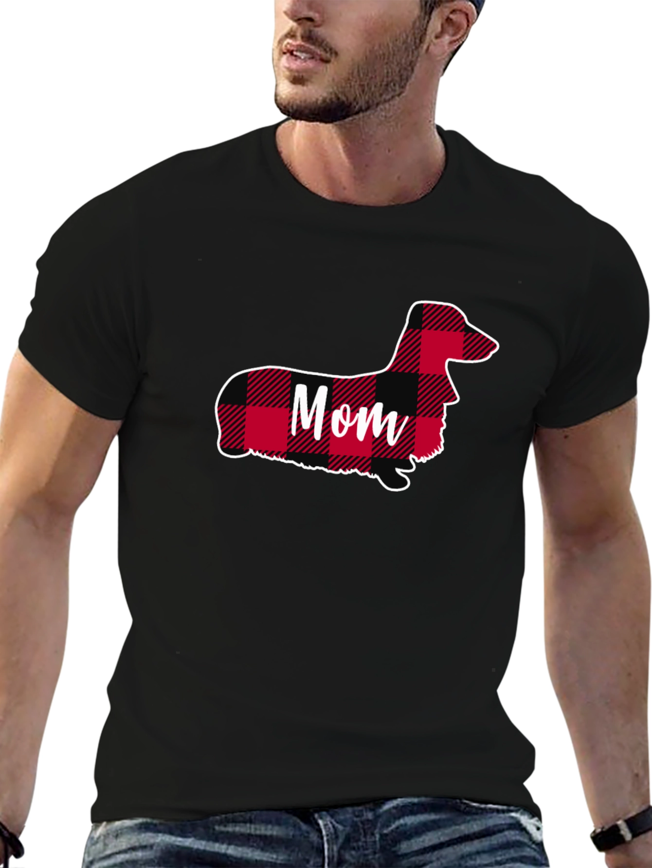 Dachshund Mom Plaid T-Shirt - Cute Dog Lover Tee