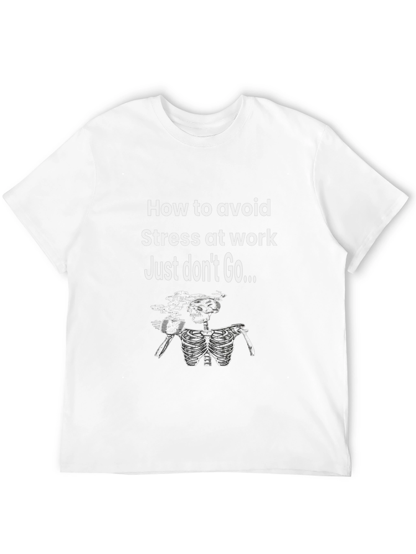 Funny Avoid Stress Skeleton Graphic T-Shirt