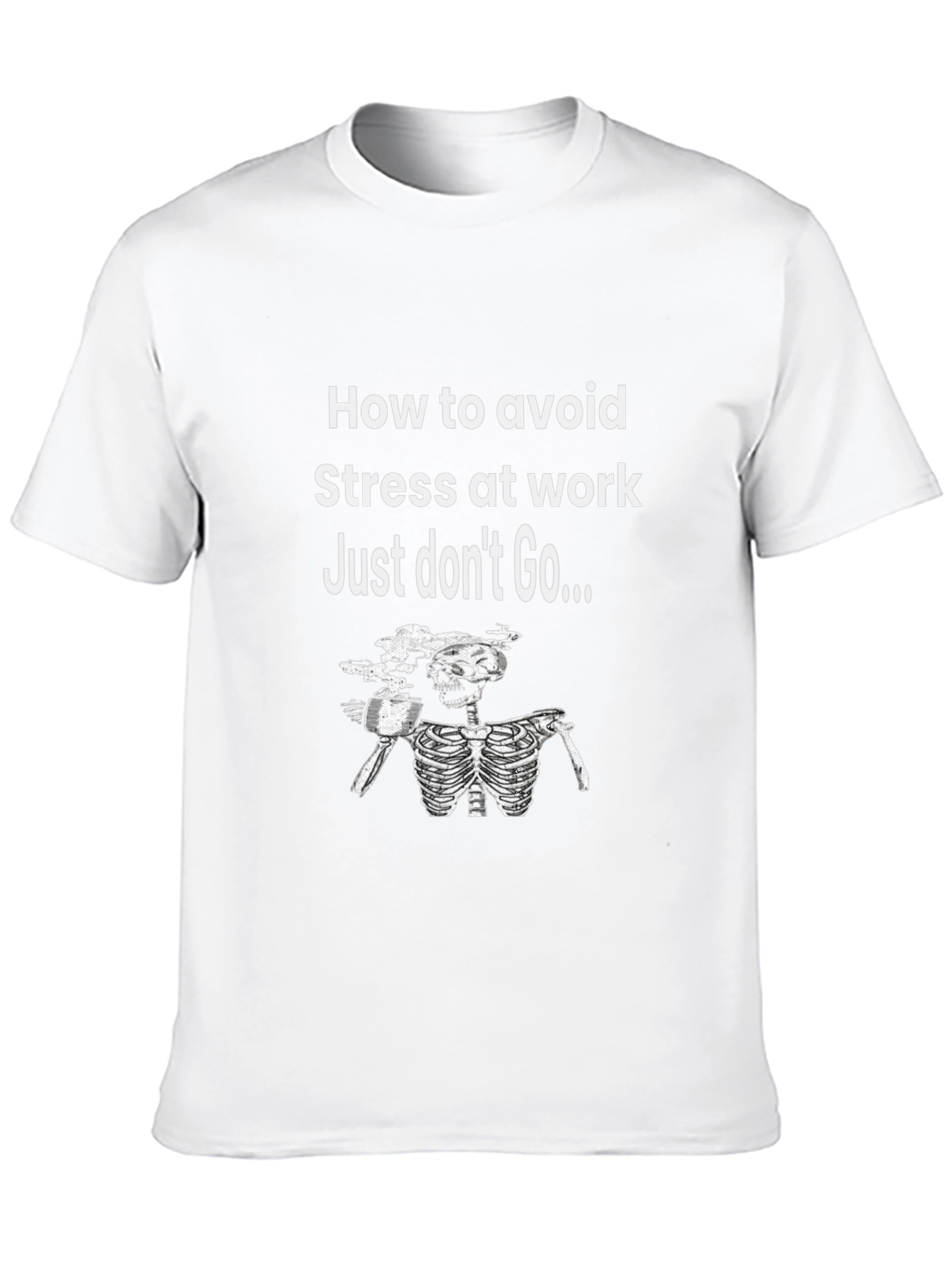 Funny Avoid Stress Skeleton Graphic T-Shirt