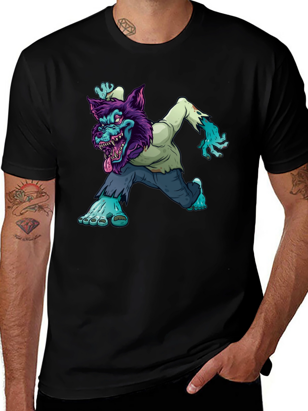 Zombie Werewolf Graphic Tee - Black