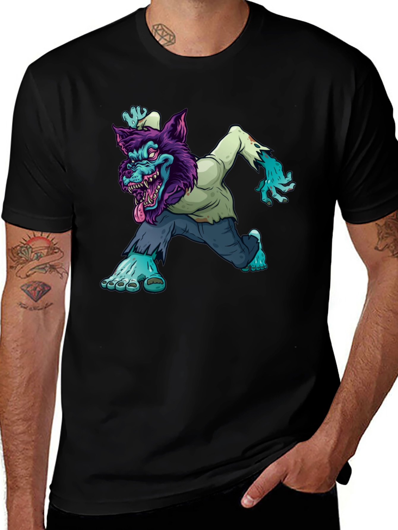 Zombie Werewolf Graphic Tee - Black