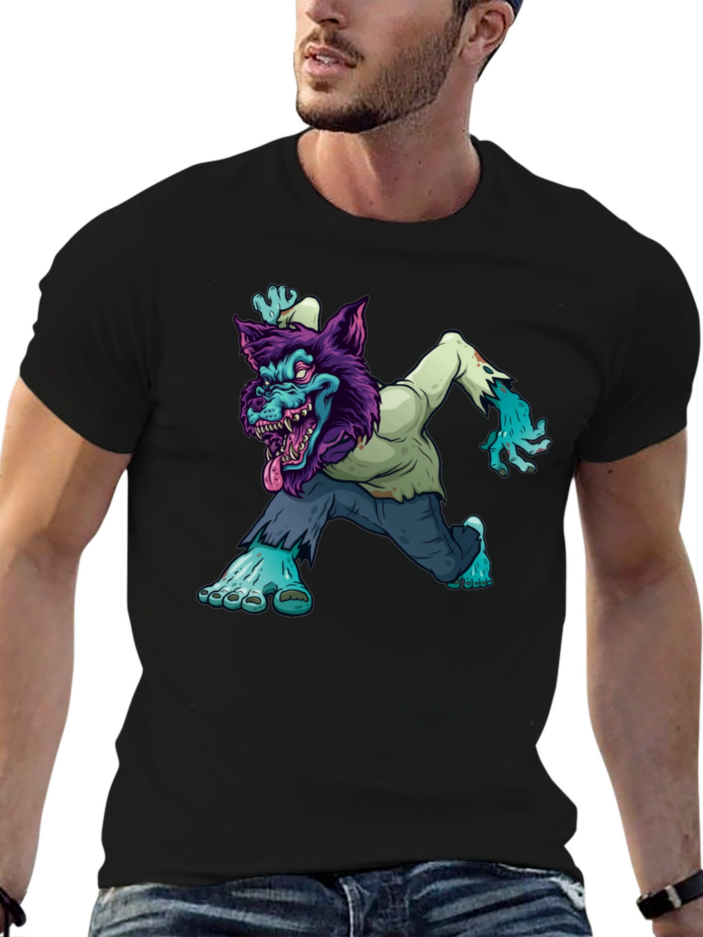 Zombie Werewolf Graphic Tee - Black