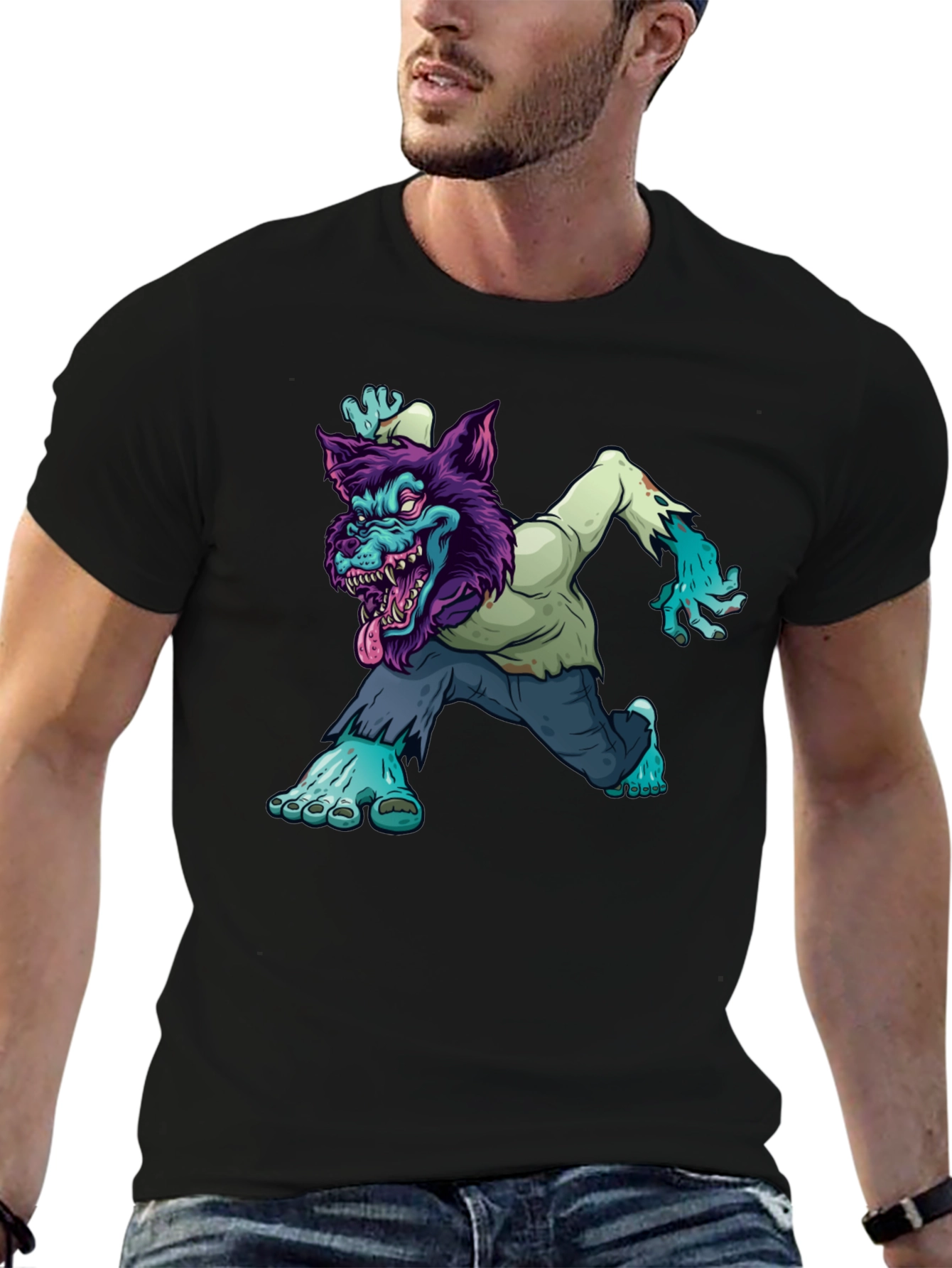Zombie Werewolf Graphic Tee - Black