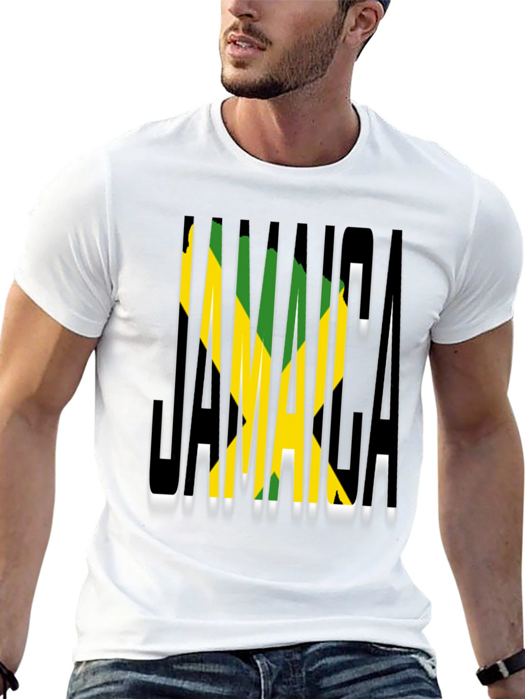 Jamaica Flag T-Shirt - Black Cotton Graphic Tee