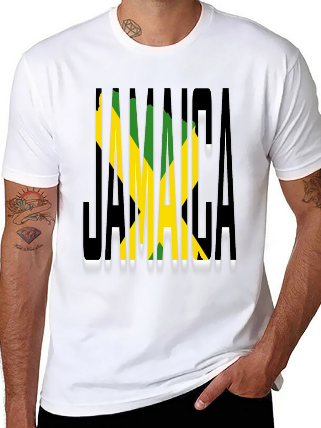 Jamaica Flag T-Shirt - Black Cotton Graphic Tee