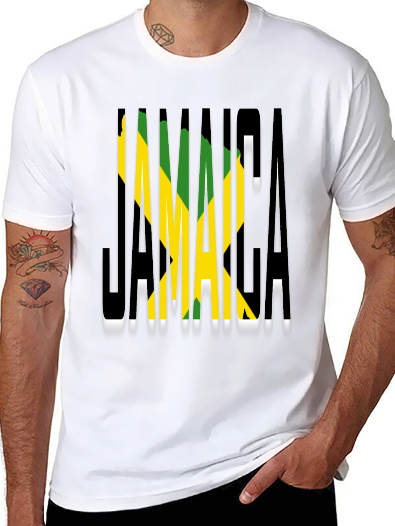 Jamaica Flag T-Shirt - Black Cotton Graphic Tee