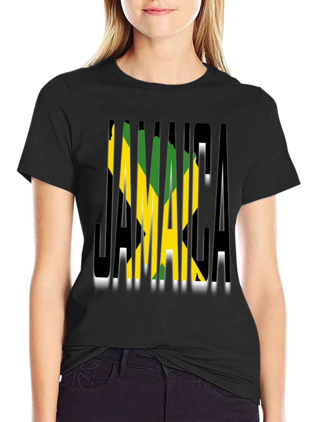 Jamaica Flag T-Shirt - Black Cotton Graphic Tee