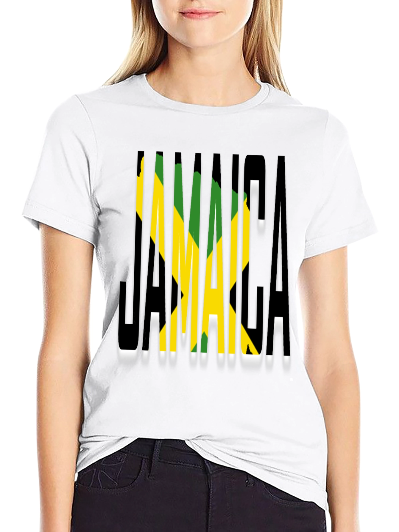 Jamaica Flag T-Shirt - Black Cotton Graphic Tee