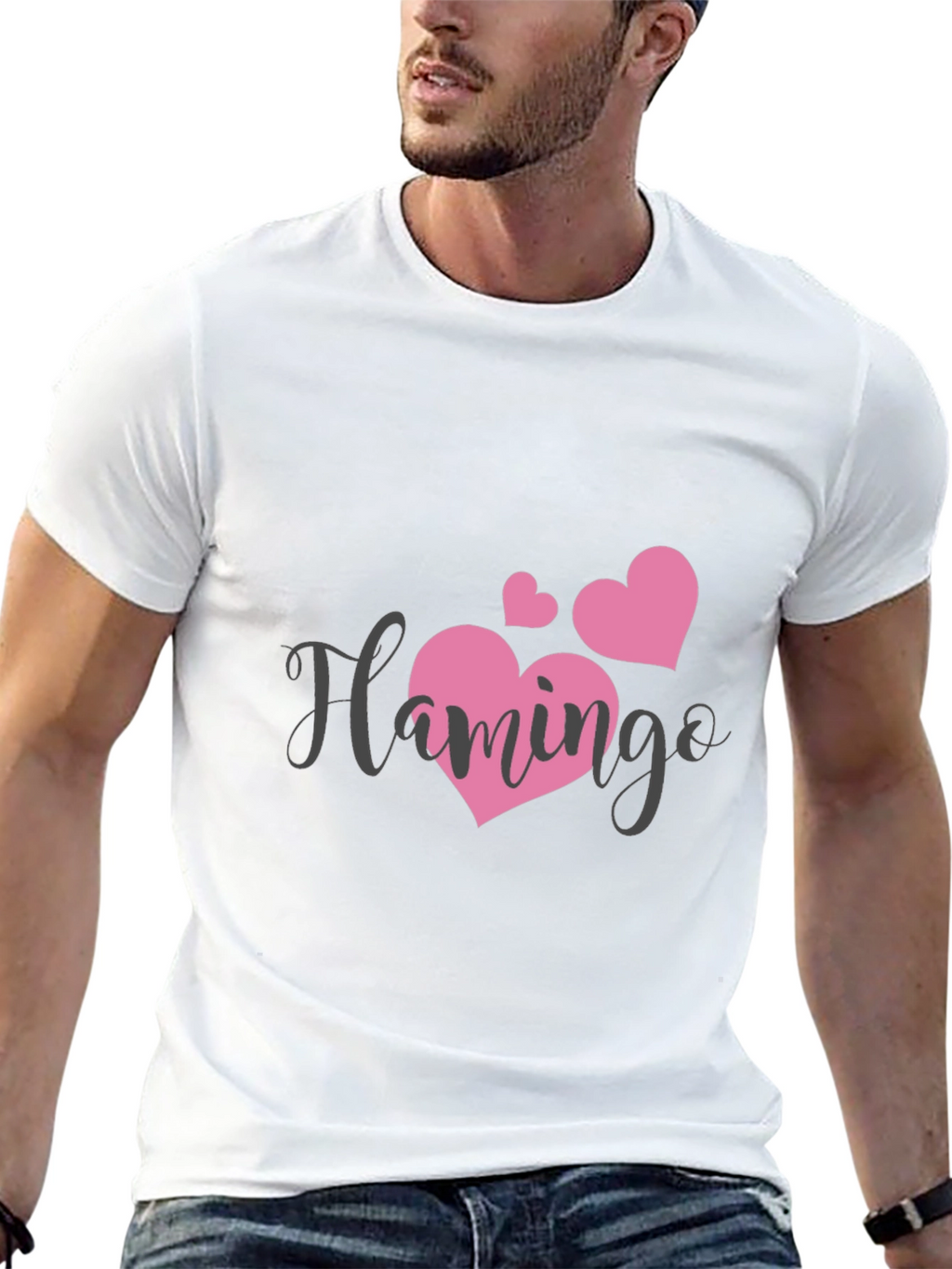 Black Flamingo Heart Graphic Tee
