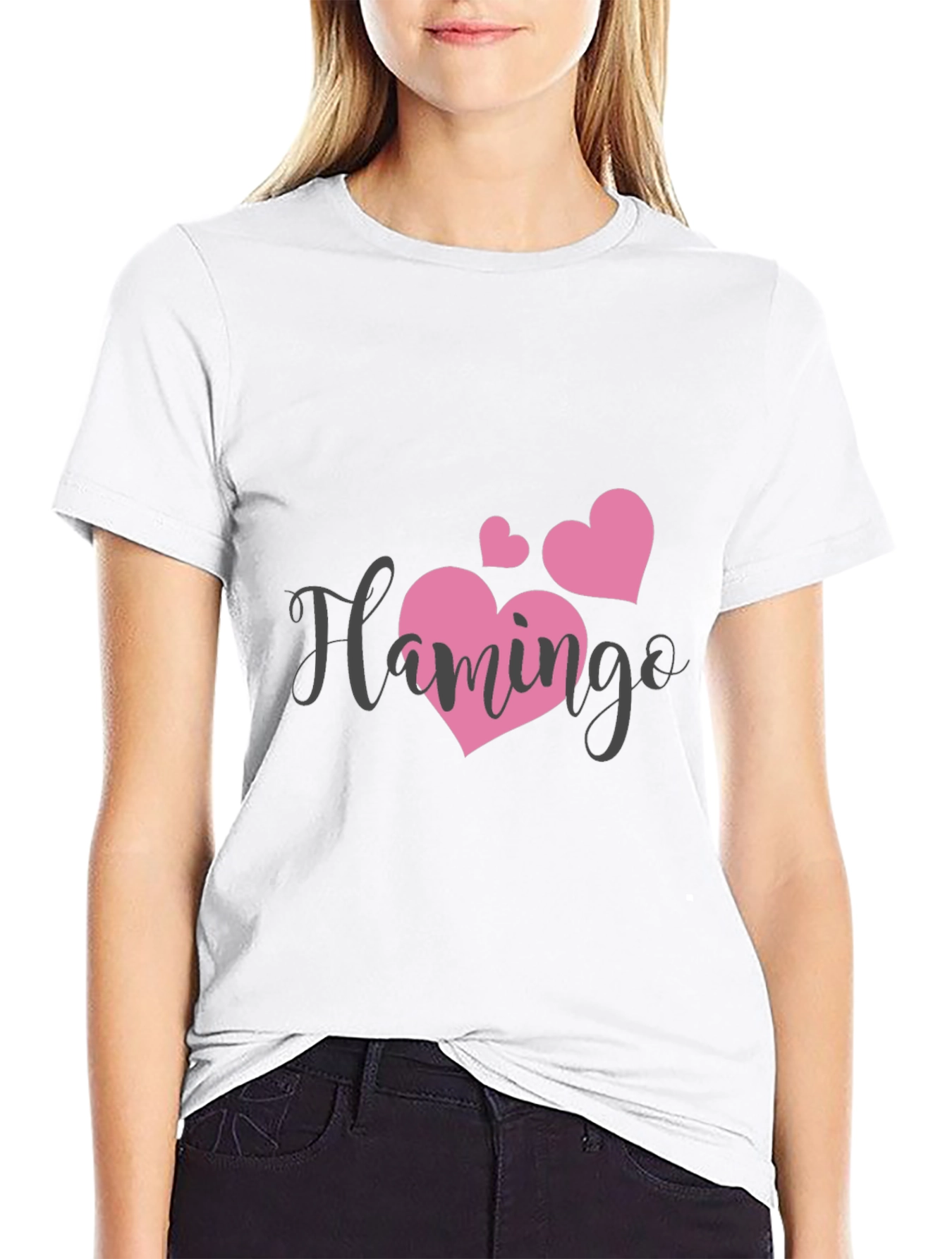 Black Flamingo Heart Graphic Tee